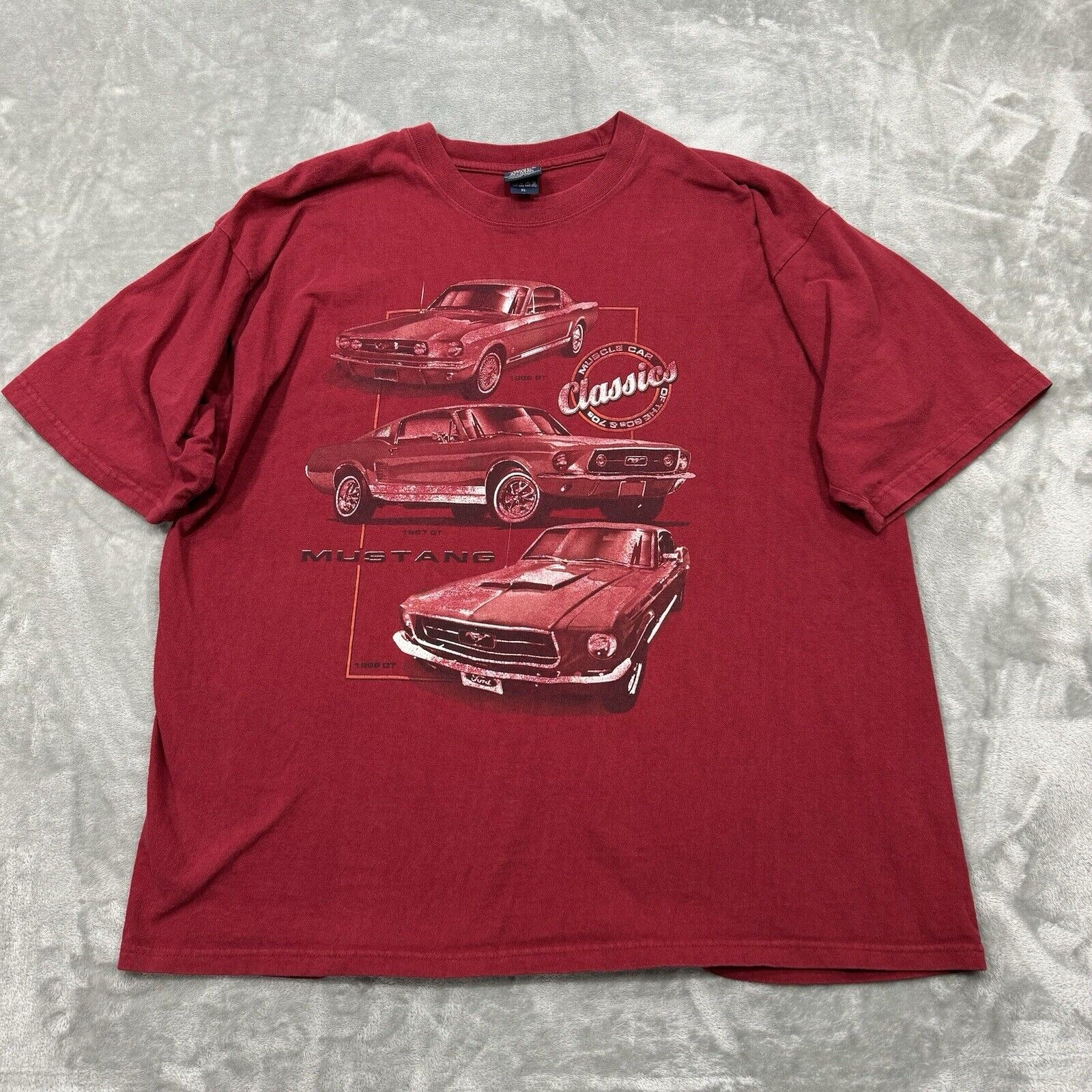Ford Mustang Shirt Mens Xl Red Short Sleeve Crewneck Graphic Choice Apparel Logo